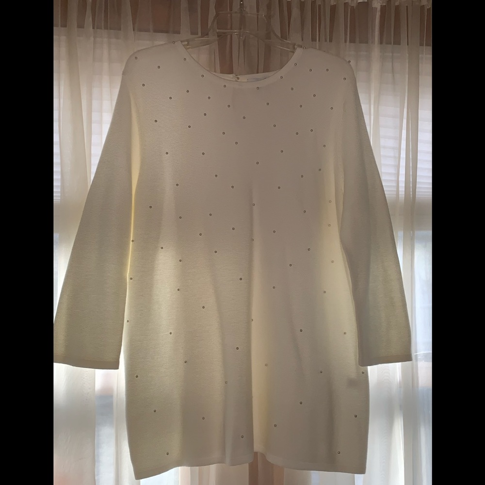 NWOT JJill Off-White sweater w/ Pearls (Sz Lg/ 14)
